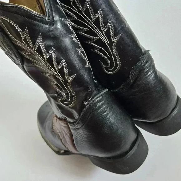 Verthali exotic black leather cowboy boots boys size 2 - Picture 12 of 15
